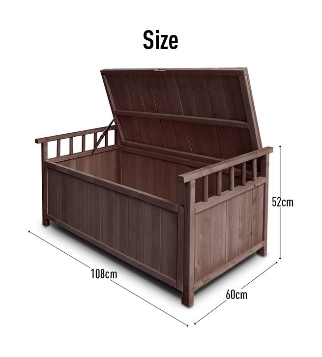 Outdoor Storage Box Wooden Garden Bench Toy Tool Patio Bin Deck