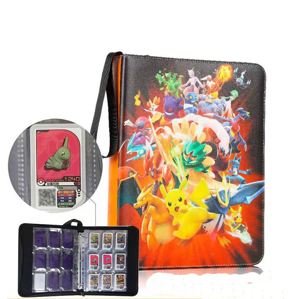 9 Pocket Pokemon Card Binder 900 Cards Trading Cards Holder 50 Removable Sleeves Zipper Collection Album Folder Book Case Gift for Boys Girls 33x27cm
