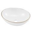 White Bathroom Sink Vessel Wash Basin Washing Vanity Bowl Above Counter Hand Toilet Bath Countertop Modern Oval Ceramic