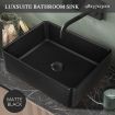 Black Bathroom Sink Vessel Wash Washing Basin Vanity Above Counter Hand Toilet Bowl Countertop Modern Bath Ceramic Rectangle