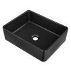 Black Bathroom Sink Vessel Wash Washing Basin Vanity Above Counter Hand Toilet Bowl Countertop Modern Bath Ceramic Rectangle
