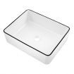 White Bathroom Sink Vessel Washing Basin Vanity Hand Wash Bowl Above Counter Bath Toilet Countertop Modern Ceramic Rectangle