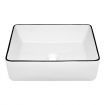 White Bathroom Sink Vessel Washing Basin Vanity Hand Wash Bowl Above Counter Bath Toilet Countertop Modern Ceramic Rectangle