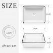 White Bathroom Sink Vessel Washing Basin Vanity Hand Wash Bowl Above Counter Bath Toilet Countertop Modern Ceramic Rectangle