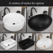 White Bathroom Sink Vessel Hand Wash Basin Vanity Washing Bowl Above Counter Toilet Bath Countertop Ceramic Modern Round
