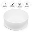 White Bathroom Sink Vessel Hand Wash Basin Vanity Washing Bowl Above Counter Toilet Bath Countertop Ceramic Modern Round