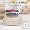 Bluetooth Speaker with Alarm Clock Wireless Charger LED Night Light FM Radio Portable Home Audio