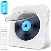 Portable CD Player with Bluetooth,4000mAh Rechargeable Kpop Music Player with HiFi Speaker,Remote Control,Sleep Timer,Headphone Jack,Supports FM Radio/U-Disk/AUX (White)