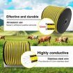 Electric Fence Poly Wire Tape 500 Meters 12mm Portable Temporary Fencing Polywire 5 Stainless Steel Strands Cattle Sheep Goats Horses Yellow and Dark