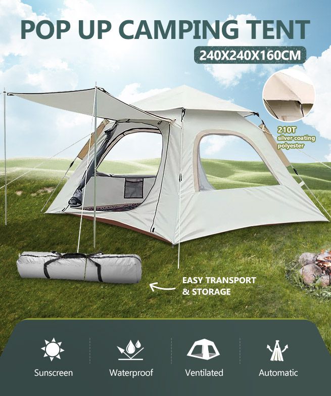 OGL 4 Person Camping Tent Pop Up Instant Family Beach Shelter Sun Shade ...