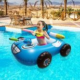 Inflatable Float Seat Boat Pool Water Gun Toy Water  Ride-on Car Summer Swimming Ring for Kids,Boys and Girls Col.Blue
