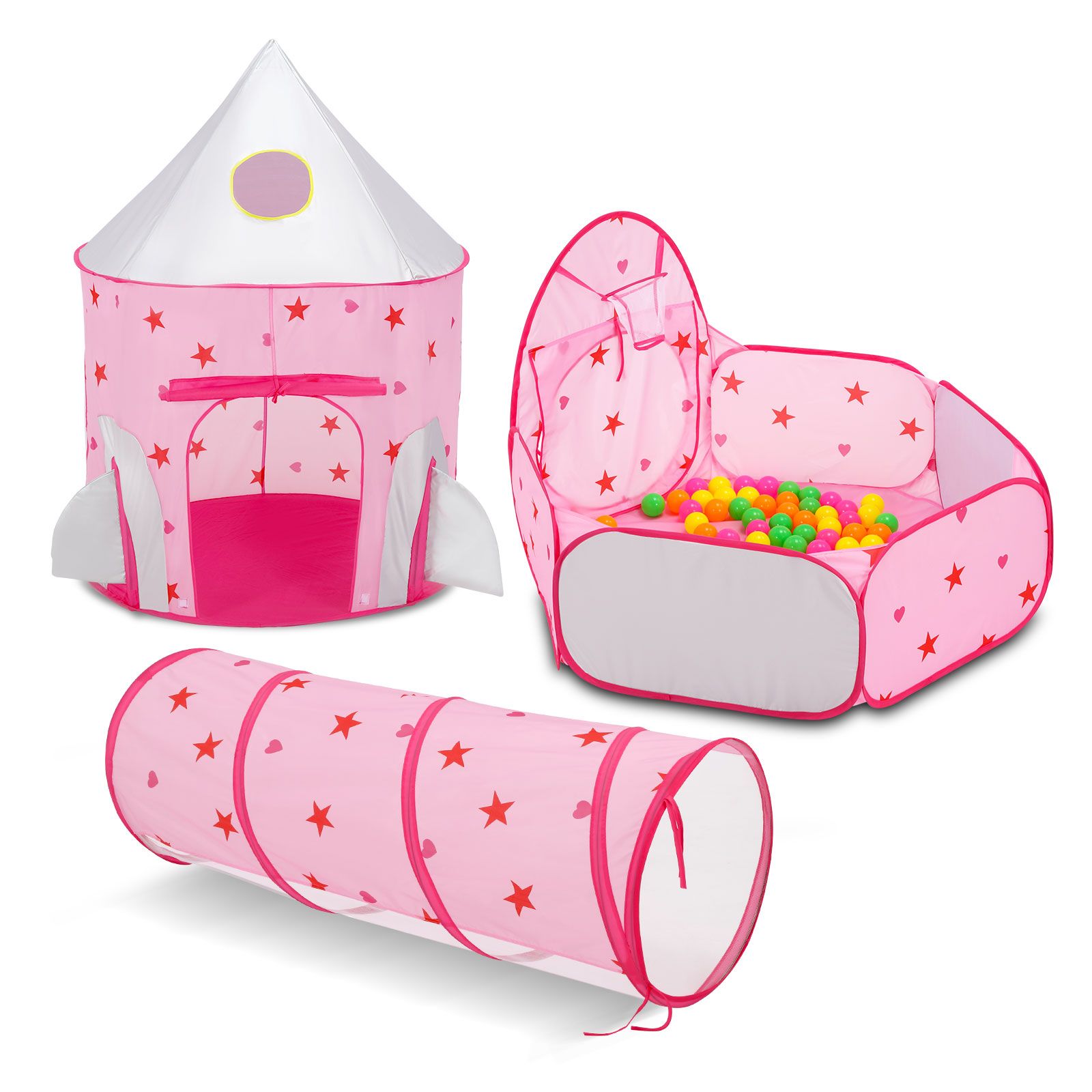 Relsy Pink Kids Pop Up Tent Outdoor Pink Mouse Design, 135 x