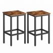 2 Bar Kitchen Stools Dining Room Counter Breakfast Chairs Plant Flower Pot Stand Modern Bench Seat Wooden Top Metal Legs