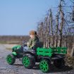 Kids Off Road Ride on Remote Control Electric Tractor Toy Trailer 12V Battery MP3 Player Safety Belt LED Light Green