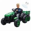 Kids Off Road Ride on Remote Control Electric Tractor Toy Trailer 12V Battery MP3 Player Safety Belt LED Light Green