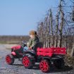 Kids Ride on Off Road Remote Control Tractor 12V Battery Electric Toy Trailer MP3 Player Safety Belt LED Light Red