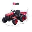 Kids Ride on Off Road Remote Control Tractor 12V Battery Electric Toy Trailer MP3 Player Safety Belt LED Light Red