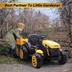Kids Off Road Ride on Toy Tractor Remote Control 12V Battery Trailer MP3 Player Safety Belt LED Light Yellow