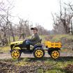 Kids Off Road Ride on Toy Tractor Remote Control 12V Battery Trailer MP3 Player Safety Belt LED Light Yellow