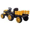 Kids Off Road Ride on Toy Tractor Remote Control 12V Battery Trailer MP3 Player Safety Belt LED Light Yellow