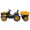Kids Off Road Ride on Toy Tractor Remote Control 12V Battery Trailer MP3 Player Safety Belt LED Light Yellow