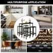 5PCS Bar Table Set 4 Stools Chairs Black Dining Room Kitchen Breakfast Counter Narrow Modern Furniture Wooden Top Metal Legs