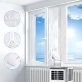 Portable Air Conditioner Universal Window Seal Kit Hot Air Stop Air Exchange Guards with Zip and Adhesive Fastener 4M