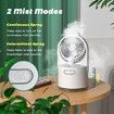 Desk Misting Fan Portable Table Fan with Water,3 Speed Strong Wind USB Rechargeable Cooling Mister Fan for Home Outdoor-White