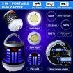 Bug Zapper USB Rechargeable Mosquito Killer Portable Waterproof LED Lantern Camp Light for Home Camping Backyard Patio-Black