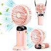 Mini Handheld Portable Hanging Neck Fan Adjustable USB Rechargeable with 5 Speed for Home Office Travel (5000mAh-Pink)