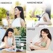 Mini Handheld Portable Hanging Neck Fan Adjustable USB Rechargeable with 5 Speed for Home Office Travel (5000mAh-Pink)
