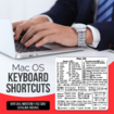 Mac OS (Ventura/Monterey/Big Sur/Catalina/Mojave) Keyboard Shortcuts,M1/M2/Intel No-Residue Clear Vinyl Sticker,Compatible with 13-16-inch MacBook Air and Pro (Clear)