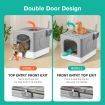 Cat Litter Box Enclosed Kitten Pet Toilet Training Kitty Enclosure Top Front Entry Removable Tray Large Furniture Scoop Collapsible Elegant Grey