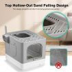Cat Litter Box Enclosed Kitten Pet Toilet Training Kitty Enclosure Top Front Entry Removable Tray Large Furniture Scoop Collapsible Elegant Grey