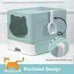 Cat Litter Box Enclosed Kitty Toilet Training Foldable Tray Top Entry Lid Front Exit Large Covered Hooded Potty Pan Furniture Scoop Green