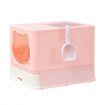 Cat Litter Box Kitty Toilet Training Enclosed Front Top Entry Lid Large Covered Hooded Kitten Potty Pan Furniture Scoop Foldable Pink