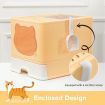 Cat Litter Box Large Foldable Toilet Tray Enclosed Kitty Potty Front Top Entry Lid Covered Hooded Pan Furniture Scoop Yellow
