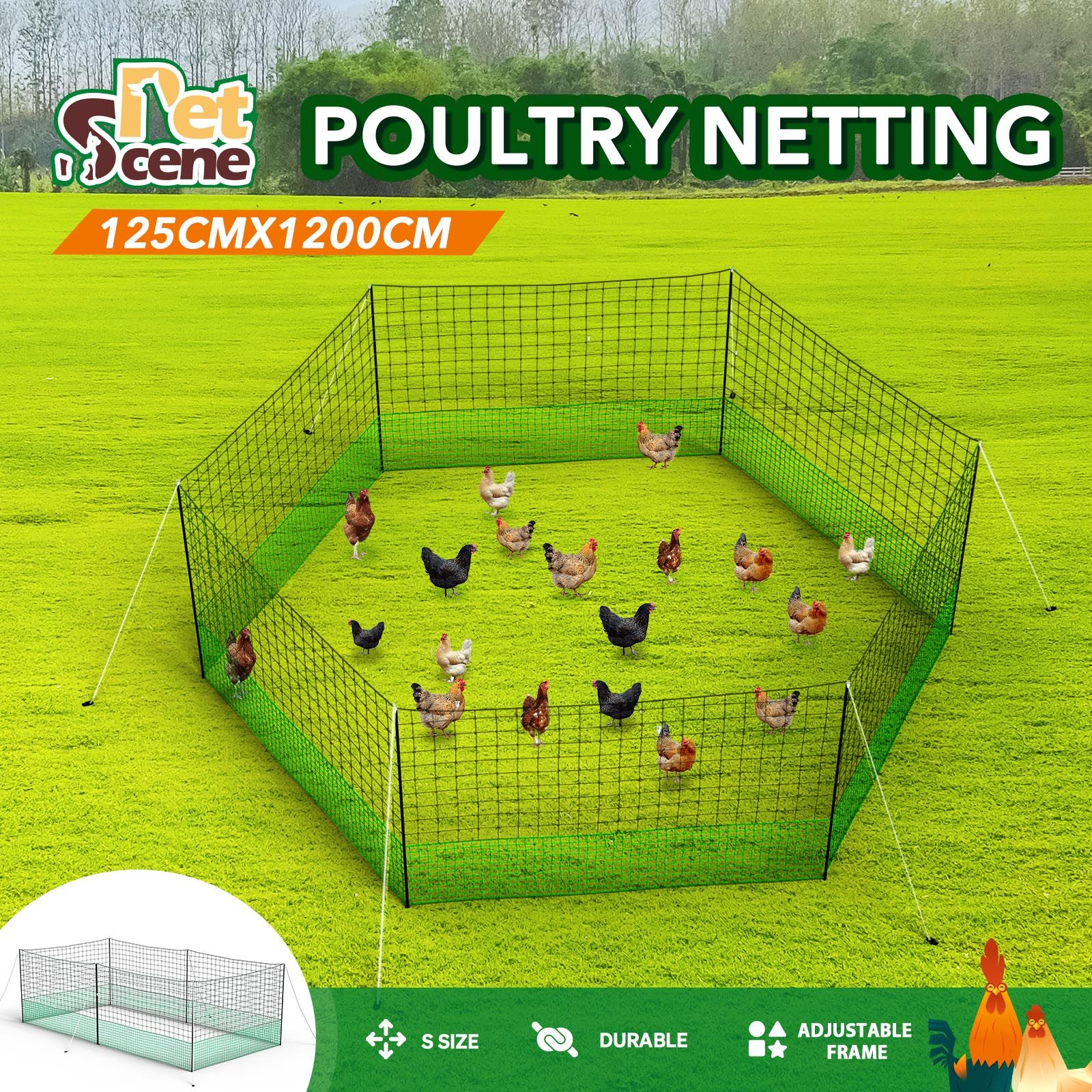 Chicken Run Coop Cage Hen House Chook Pen Fence Enclosure Mesh Net