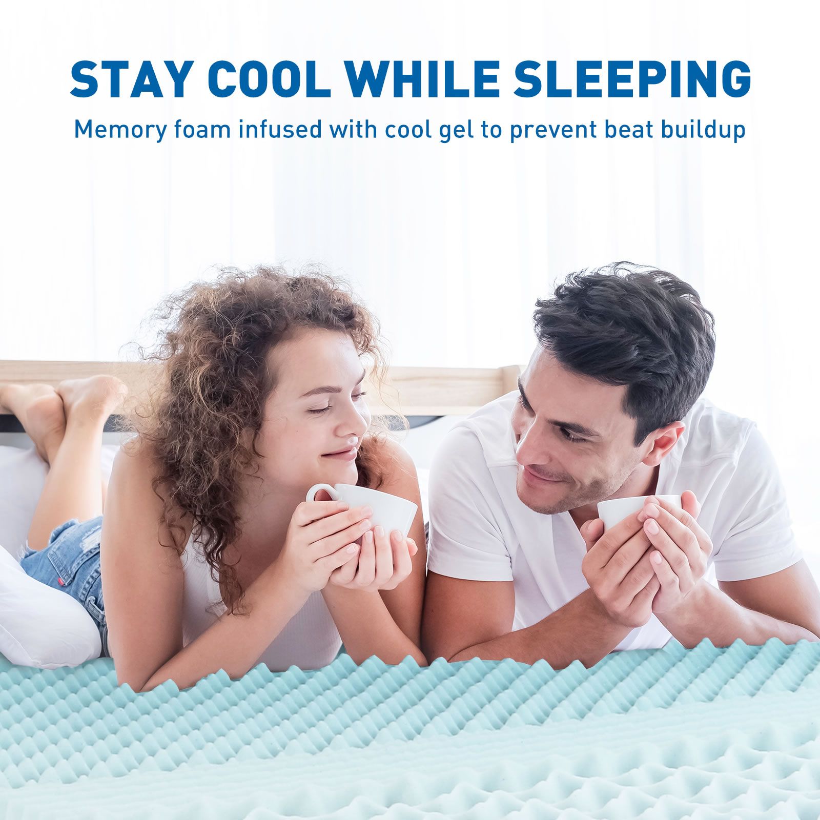 Queen Size Mattress Topper Cool Gel Memory Foam Bed Underlay 8CM with Bamboo Cover BestDeals.co.nz