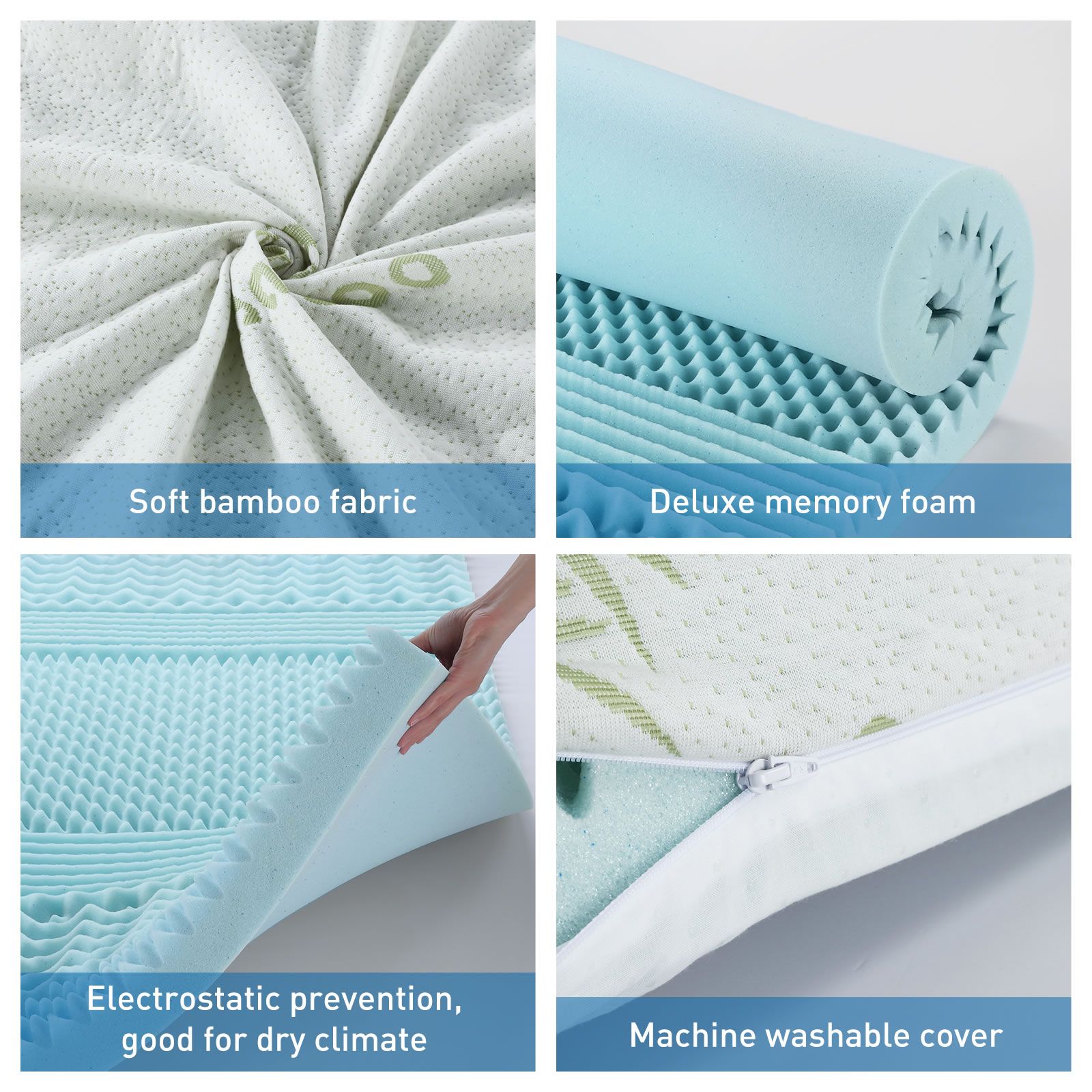 Queen Size Mattress Topper Cool Gel Memory Foam Bed Underlay 8CM with