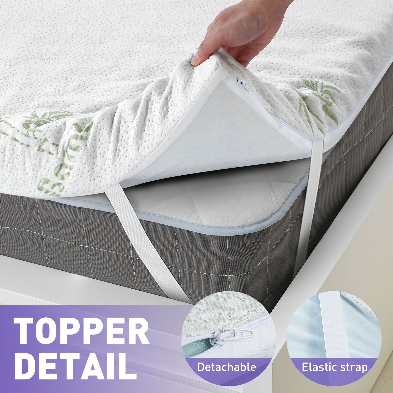 King Size Mattress Memory Foam Bed Topper Underlay Lavender Scent 8CM