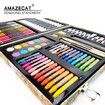 138pcs Crayons Oil Pastels Assorted Washable Marker Colored Pencils Art Painting Wooden case Set Kids