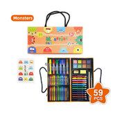 59pcs Crayons Oil Pastels Assorted Washable Marker Colored Pencils Art Painting Carton Set Kids