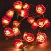 6M 40 LED Rose Lights Valentine Garland with Lights Battery Operated, Red Rose Flower String Lights, Valentines Day Decorations