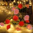 6M 40 LED Rose Lights Valentine Garland with Lights Battery Operated, Red Rose Flower String Lights, Valentines Day Decorations