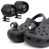 2Pcs Headlights for croc shoes, light up croc charms for Dog Walking,  Camping, IPX5 Waterproof, Ultra Bright and Long Lasting Color Black