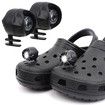 2Pcs Headlights for croc shoes, light up croc charms for Dog Walking, Camping, IPX5 Waterproof, Ultra Bright and Long Lasting Color Black