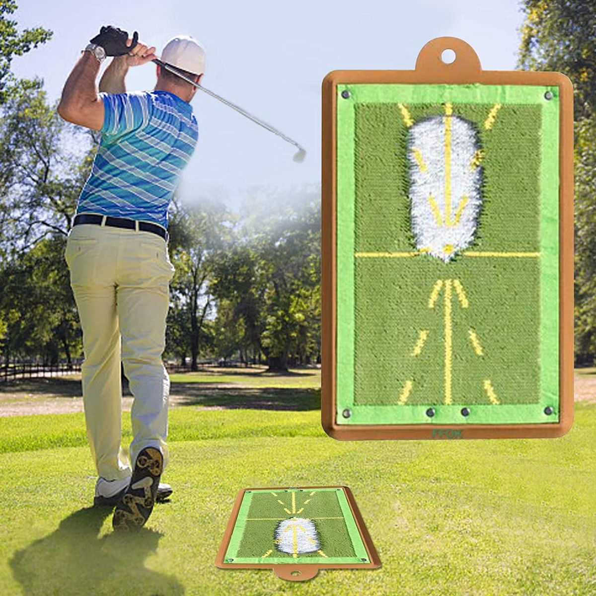 Golf Training Mat for Swing Detection Batting,Premium Golf Impact Mat,Path Feedback Golf Practice Mats,Advanced Golf Hitting Mat for Indoor/Outdoor,Golf Training Aid Equipment