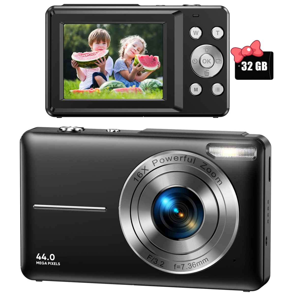 Digital Camera,FHD 1080P Digital Camera for Kids Video Camera with 16X Digital Zoom,Compact Point and Shoot Camera Portable Small Camera (Black)