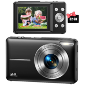 Digital Camera,FHD 1080P Digital Camera for Kids Video Camera with 16X Digital Zoom,Compact Point and Shoot Camera Portable Small Camera (Black)